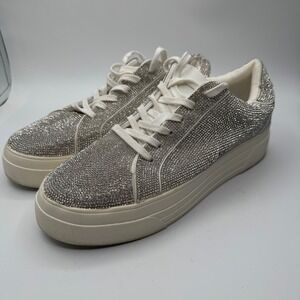 Jessica Simpson Rhinestone Platform Sneakers Silver Sparkle  Shoes women 11